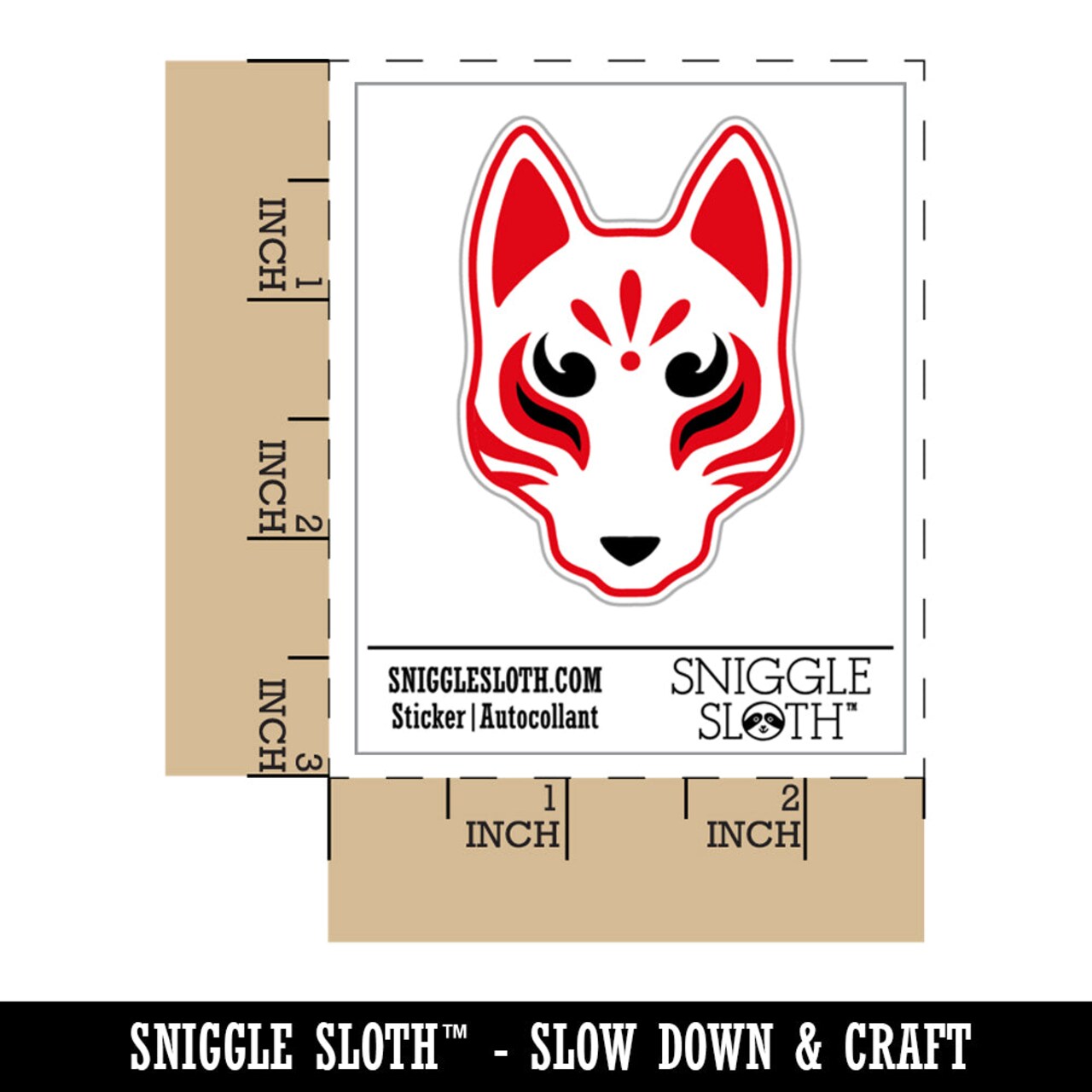 Kitsune Japanese Fox Mask Waterproof Vinyl Phone Tablet Laptop Water Bottle Sticker Set - 5 Pack